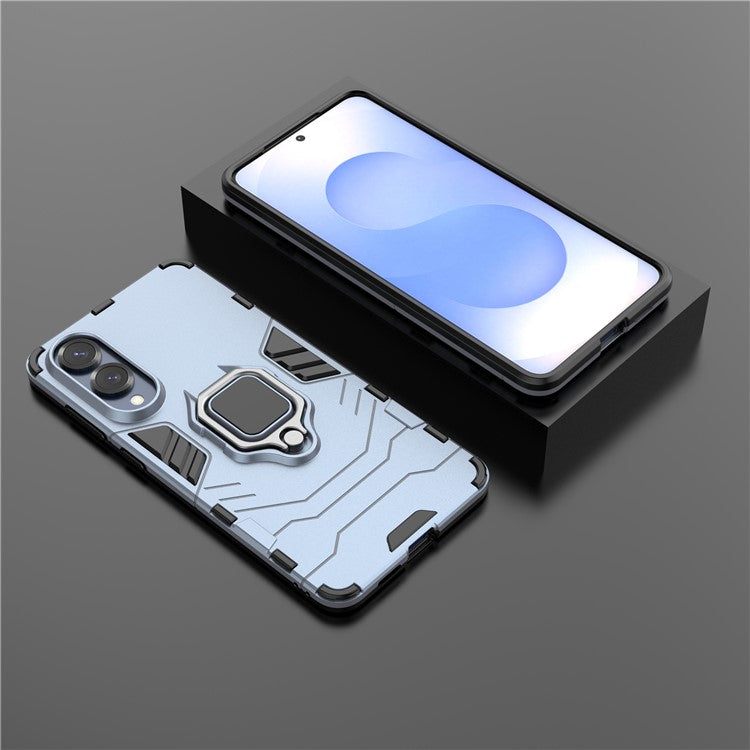 For Samsung Galaxy S25 Edge Case PC + TPU Protective Phone Cover with Ring Kickstand - Blue