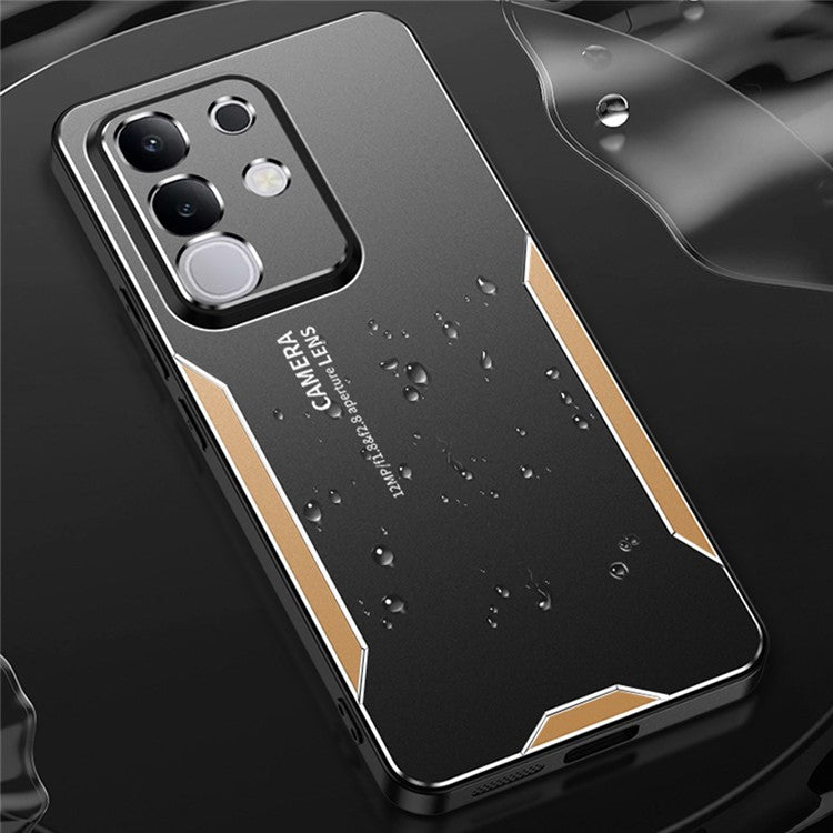 For vivo Y29 4G Phone Case Aluminium Alloy TPU PC Back Cover - Gold