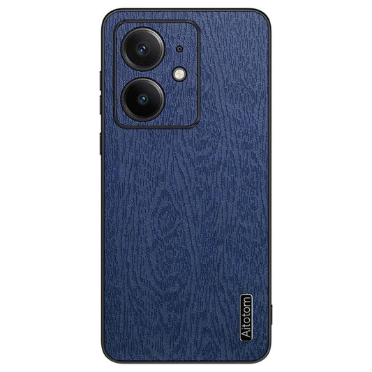 For Realme Neo7 SE 5G Case Wood Texture PU Leather Coated PC TPU Phone Cover - Blue