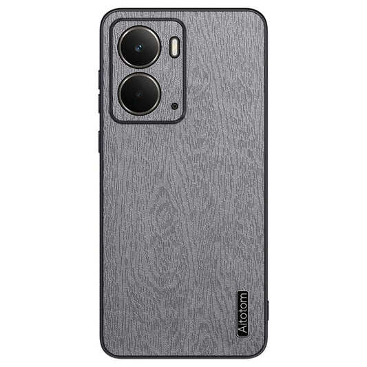 For Realme Neo7x 5G Case Wood Texture PU Leather Coated PC TPU Phone Cover - Grey