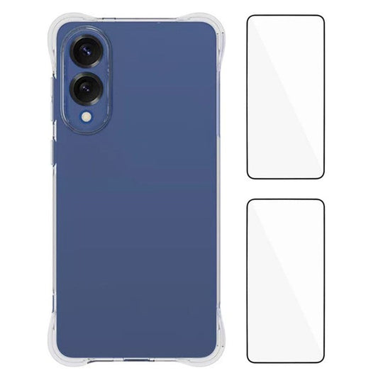 WANLONFENG WL2 Series for Samsung Galaxy S25 Edge Case 2.0mm TPU Precise Cutouts Phone Cover with 2Pcs Tempered Glass Films