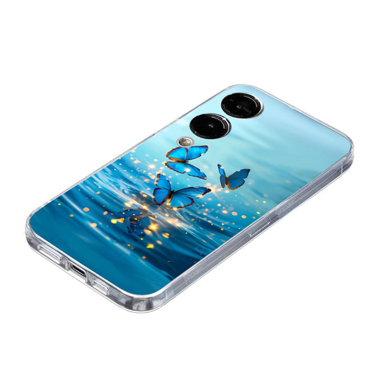 For Samsung Galaxy S25 Edge Case Soft TPU Phone Back Cover Pattern Printing - Blue Butterfly