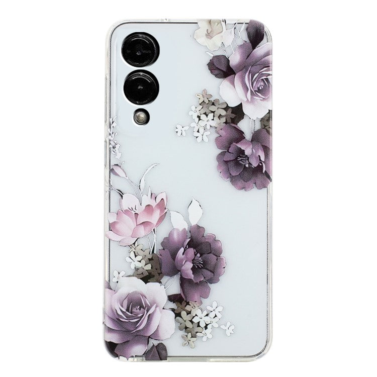 For Samsung Galaxy S25 Edge Case Soft TPU Phone Back Cover Pattern Printing - Purple Peony