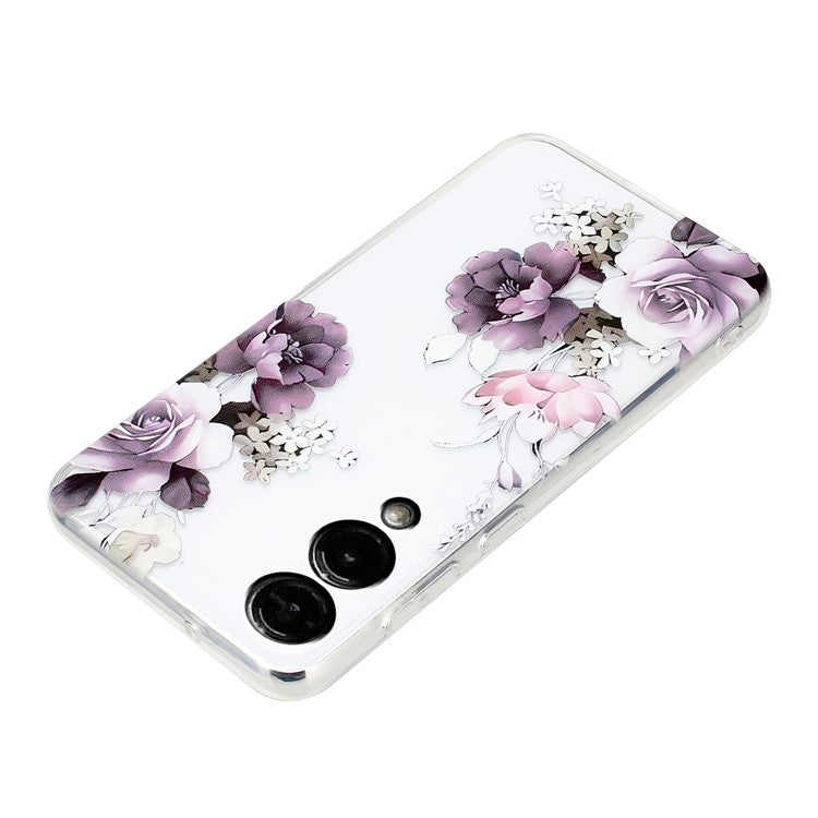For Samsung Galaxy S25 Edge Case Soft TPU Phone Back Cover Pattern Printing - Purple Peony