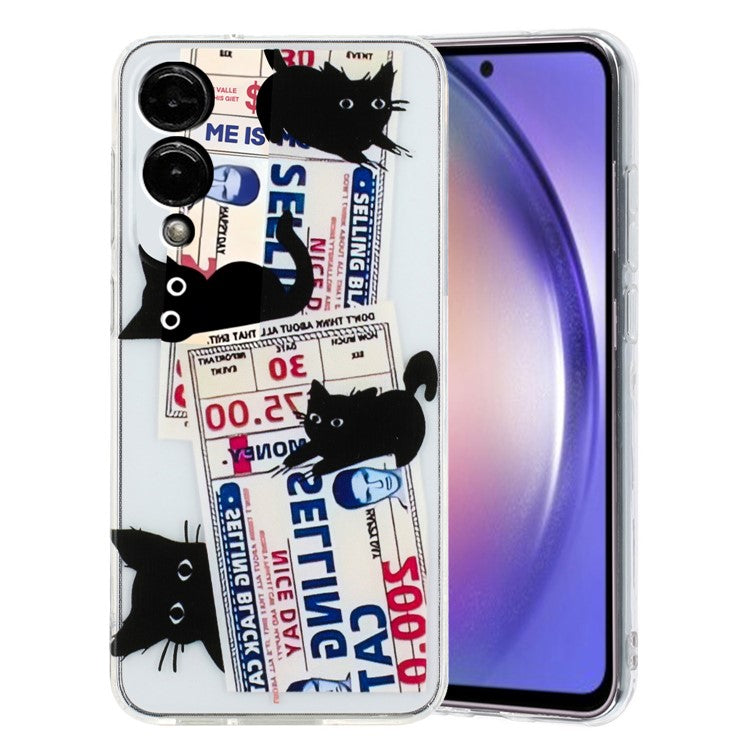 For Samsung Galaxy S25 Edge Case Soft TPU Phone Back Cover Pattern Printing - Black Cats