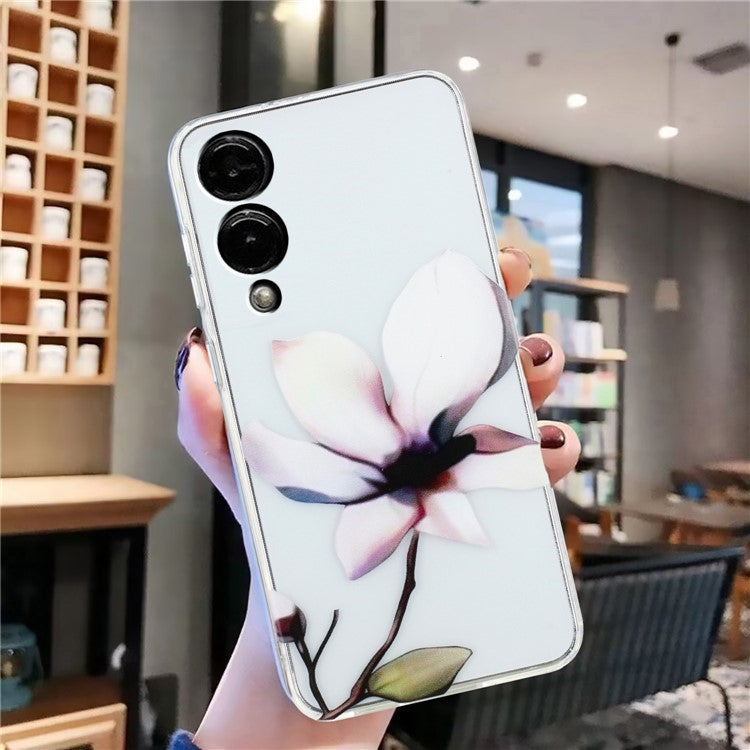 For Samsung Galaxy S25 Edge Case Soft TPU Phone Back Cover Pattern Printing - White Flower