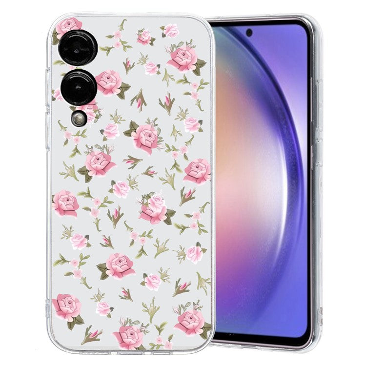 For Samsung Galaxy S25 Edge Case Soft TPU Phone Back Cover Pattern Printing - Pink Floral