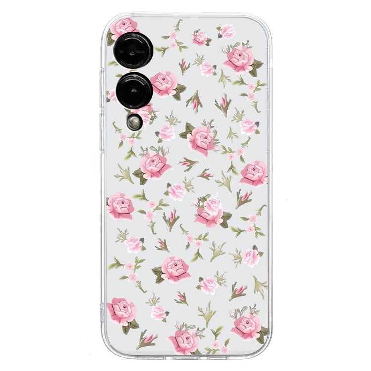 For Samsung Galaxy S25 Edge Case Soft TPU Phone Back Cover Pattern Printing - Pink Floral