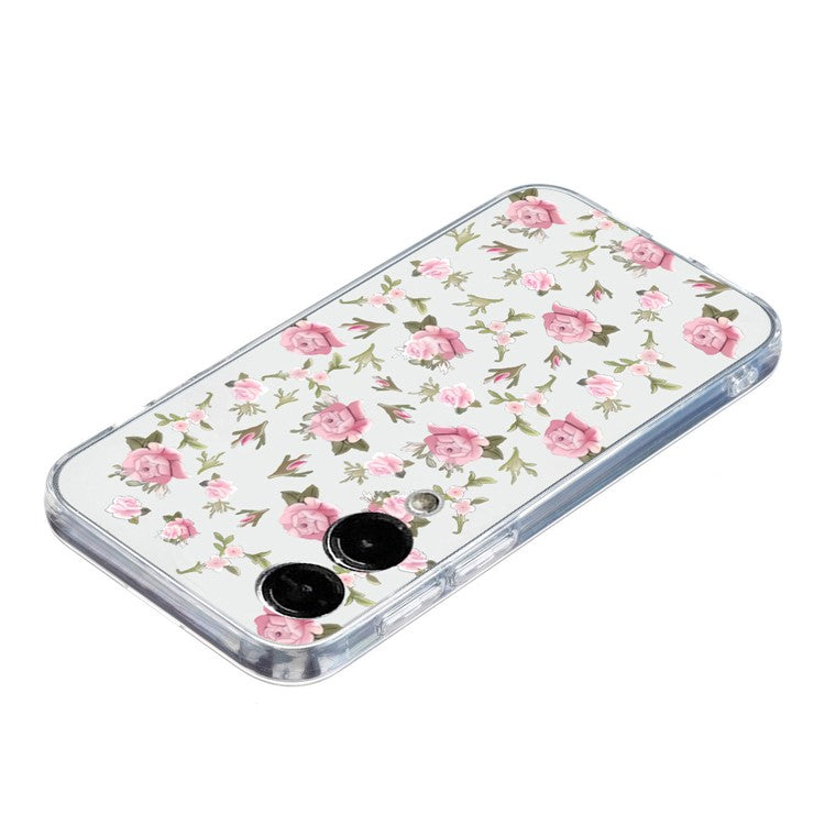 For Samsung Galaxy S25 Edge Case Soft TPU Phone Back Cover Pattern Printing - Pink Floral
