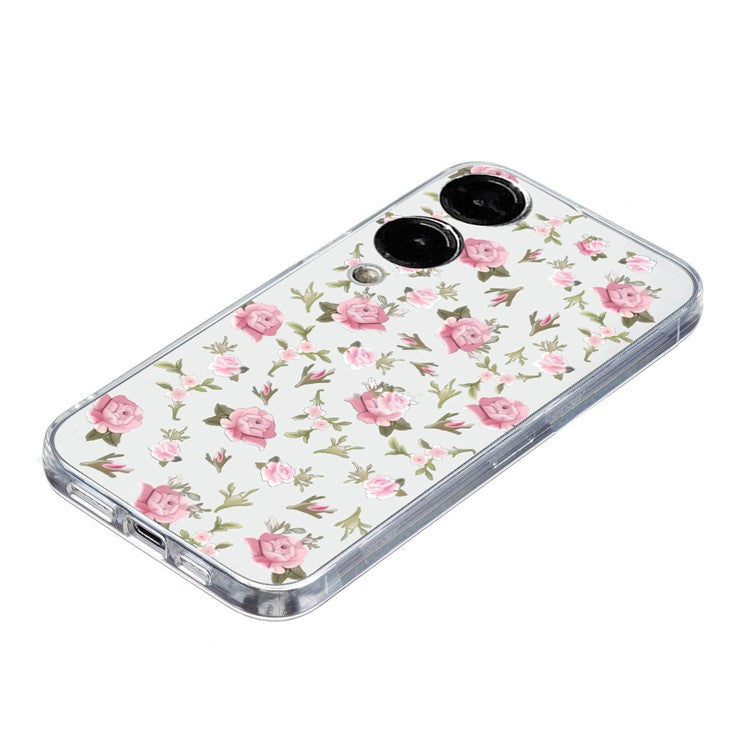 For Samsung Galaxy S25 Edge Case Soft TPU Phone Back Cover Pattern Printing - Pink Floral