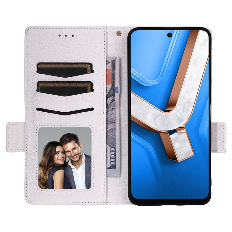 For vivo Y29 4G / T4x 5G Case Wallet Flip Litchi Texture PU Leather Phone Cover - White