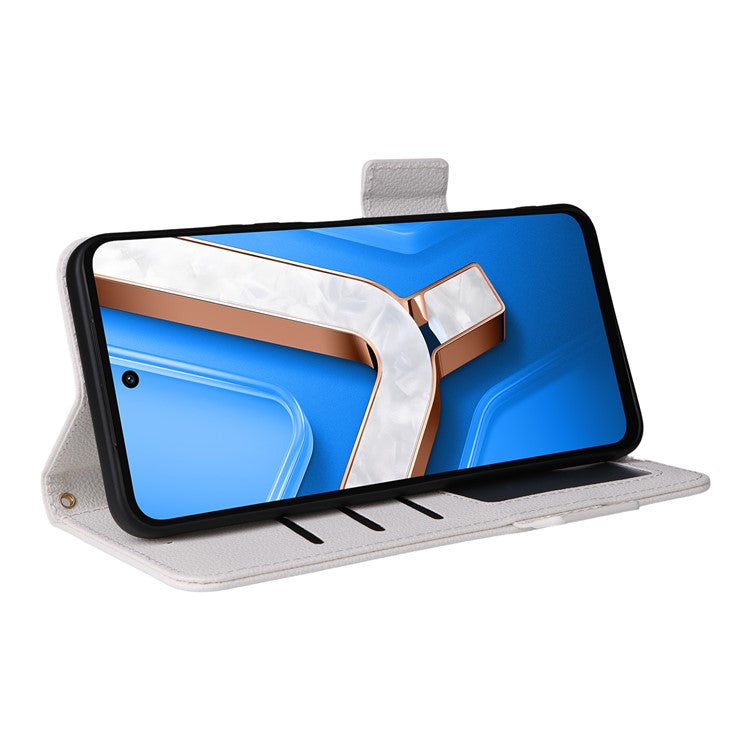 For vivo Y29 4G / T4x 5G Case Wallet Flip Litchi Texture PU Leather Phone Cover - White