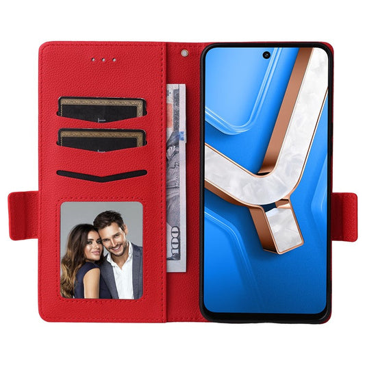 For vivo Y29 4G / T4x 5G Case Wallet Flip Litchi Texture PU Leather Phone Cover - Red