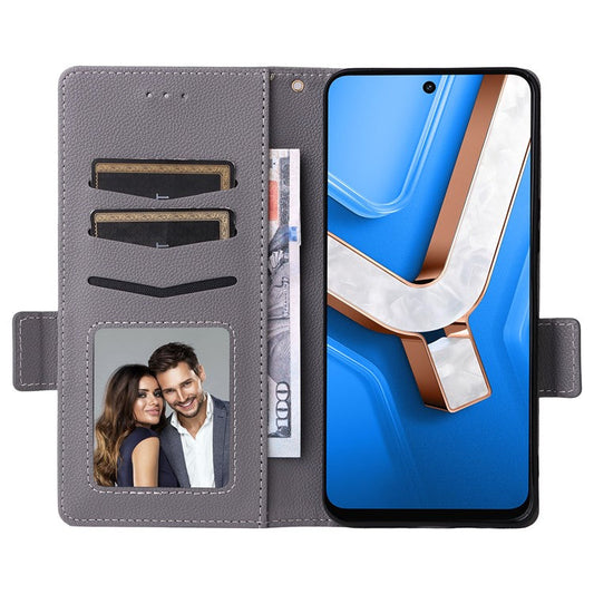 For vivo Y29 4G / T4x 5G Case Wallet Flip Litchi Texture PU Leather Phone Cover - Grey