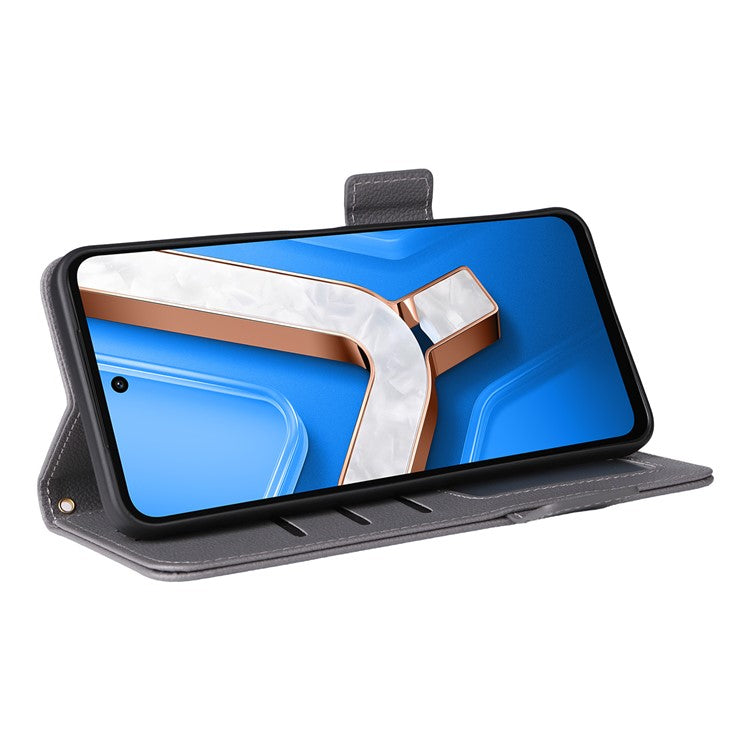 For vivo Y29 4G / T4x 5G Case Wallet Flip Litchi Texture PU Leather Phone Cover - Grey