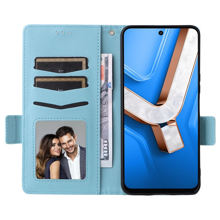 For vivo Y29 4G / T4x 5G Case Wallet Flip Litchi Texture PU Leather Phone Cover - Baby Blue