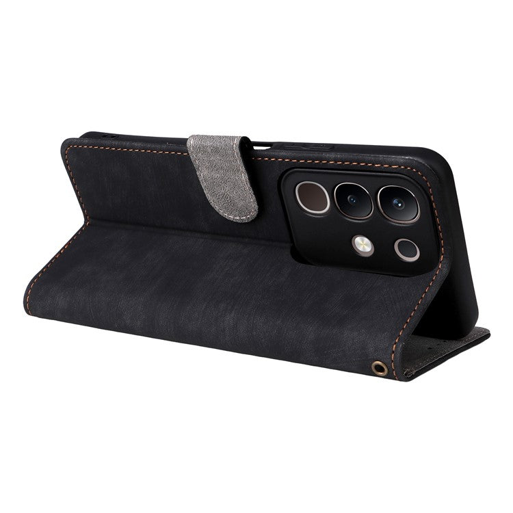 For vivo Y29 4G / T4x 5G Case Wallet RFID Blocking PU Leather Cover Viewing Stand - Black