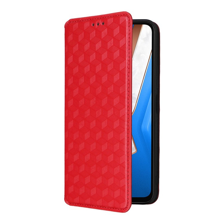 For vivo Y29 4G / T4x 5G Case Wallet Rhombus Imprinted Leather Phone Cover - Red