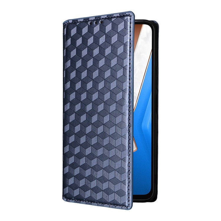 For vivo Y29 4G / T4x 5G Case Wallet Rhombus Imprinted Leather Phone Cover - Blue