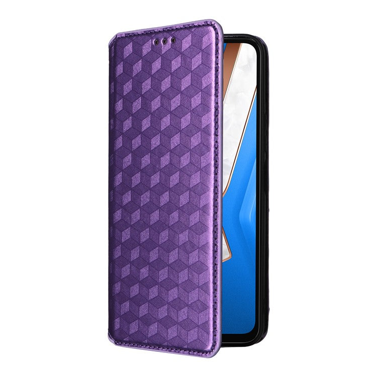 For vivo Y29 4G / T4x 5G Case Wallet Rhombus Imprinted Leather Phone Cover - Purple
