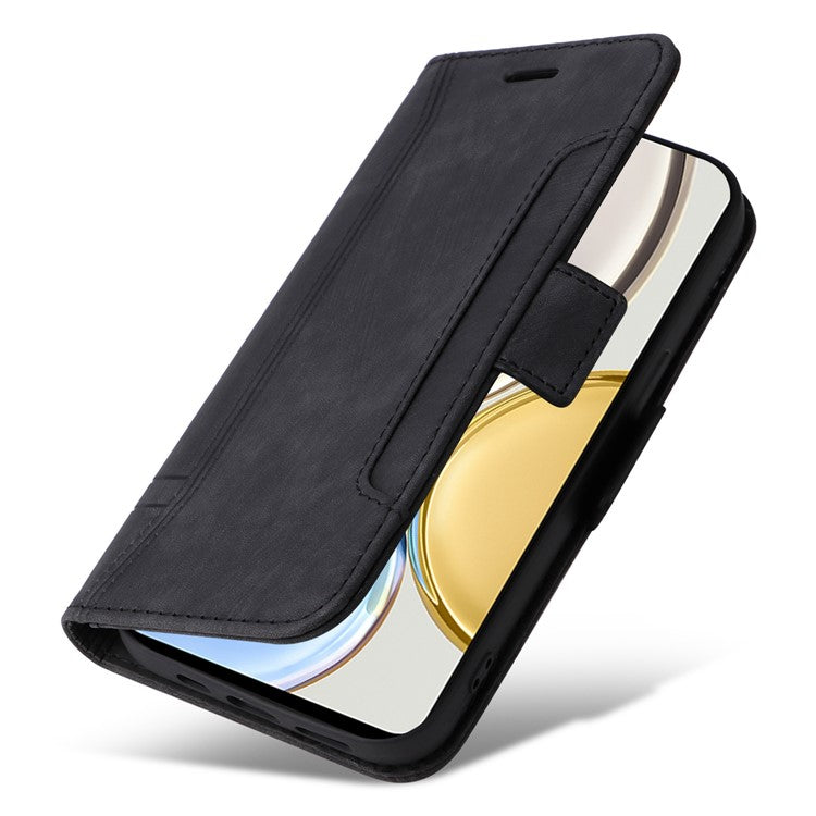 BETOPNICE 001 For Honor X9 4G / X9 5G / X30 5G / Magic4 Lite 5G / Magic4 Lite 4G Imprinted Stitching Line PU Leather Stand Wallet Case Shockproof Cover with Strap - Black