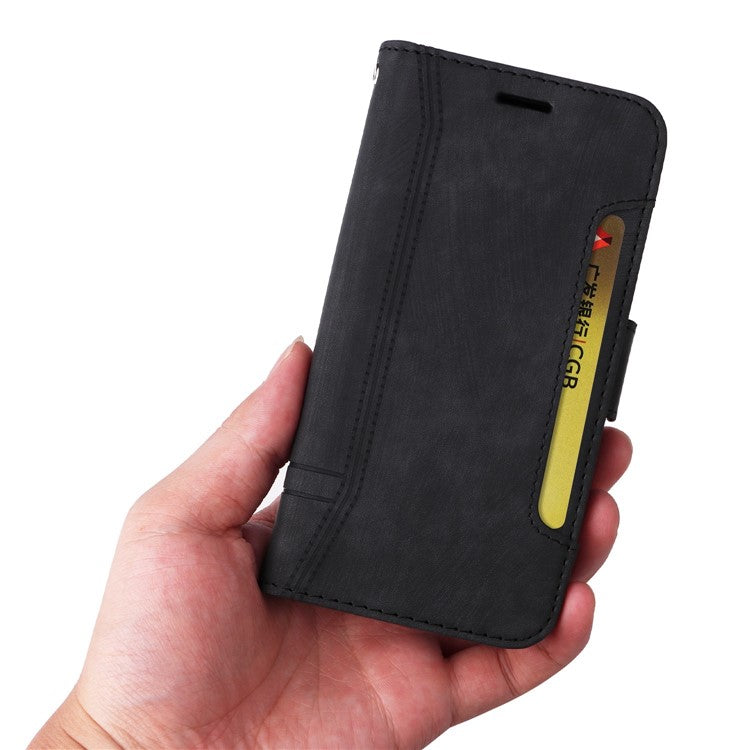 BETOPNICE 001 For Honor X9 4G / X9 5G / X30 5G / Magic4 Lite 5G / Magic4 Lite 4G Imprinted Stitching Line PU Leather Stand Wallet Case Shockproof Cover with Strap - Black