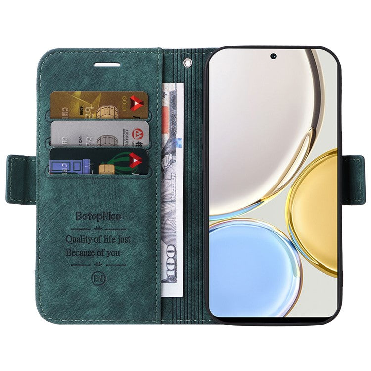 BETOPNICE 001 For Honor X9 4G / X9 5G / X30 5G / Magic4 Lite 5G / Magic4 Lite 4G Imprinted Stitching Line PU Leather Stand Wallet Case Shockproof Cover with Strap - Green