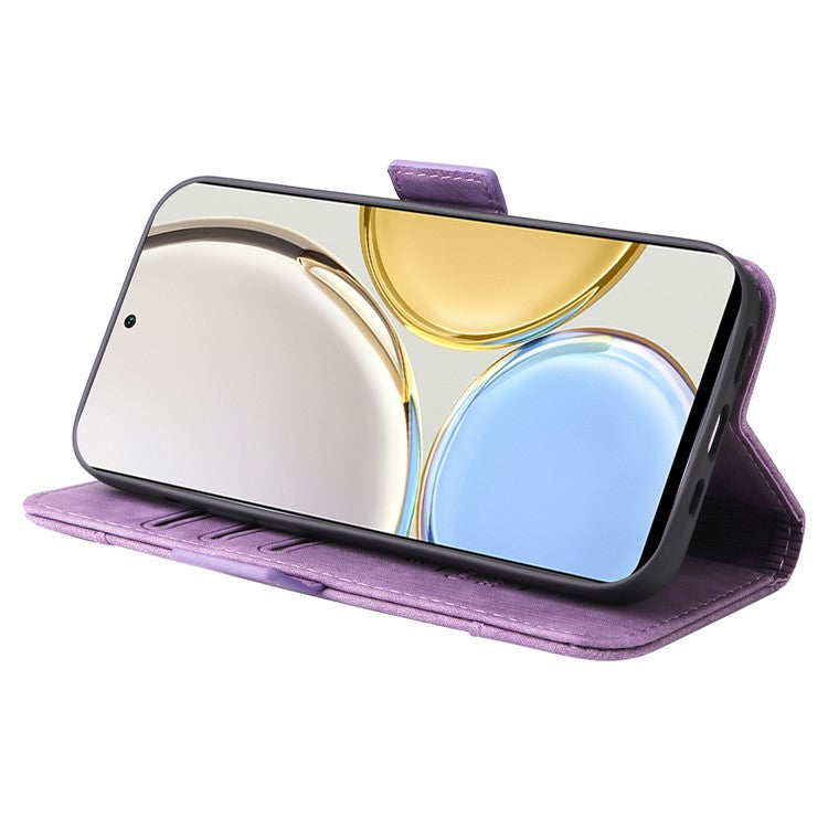 BETOPNICE 001 For Honor X9 4G / X9 5G / X30 5G / Magic4 Lite 5G / Magic4 Lite 4G Imprinted Stitching Line PU Leather Stand Wallet Case Shockproof Cover with Strap - Purple