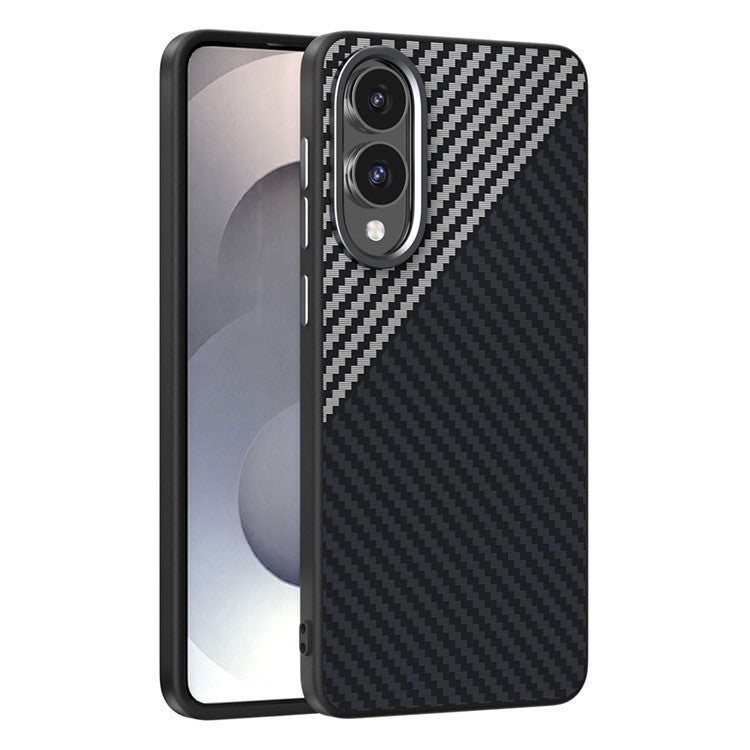 ABEEL For Samsung Galaxy S25 Edge Case Compatible with MagSafe Carbon Fiber Texture Back Cover - Black  /  Silver