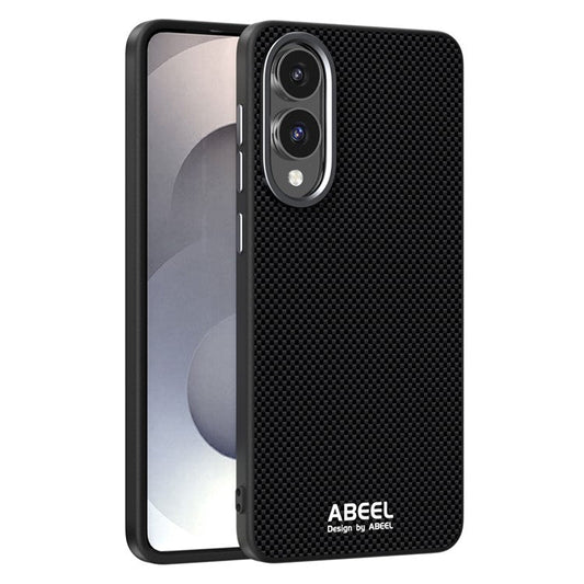 ABEEL For Samsung Galaxy S25 Edge Case Compatible with MagSafe Printed PC TPU Aluminum Alloy Leather Phone Cover - Black