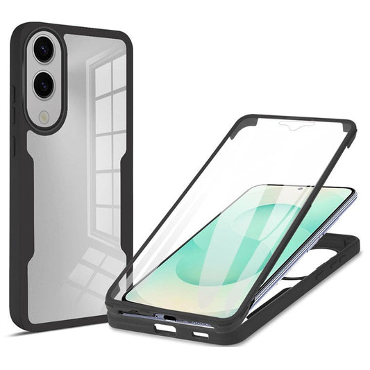 For Samsung Galaxy S25 Edge Case Acrylic + TPU Clear Phone Cover with PET Screen Film - Black