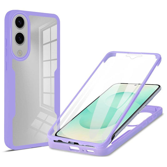 For Samsung Galaxy S25 Edge Case Acrylic + TPU Clear Phone Cover with PET Screen Film - Purple