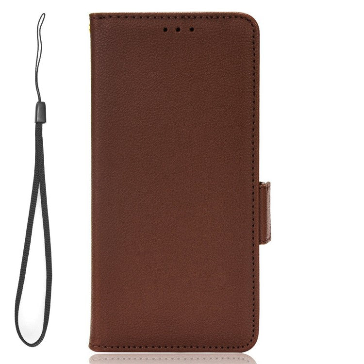 For Honor X8 5G Litchi Texture PU Leather Wallet Case Stand Feature Dual Magnetic Clasp Protective Shockproof Phone Cover - Brown
