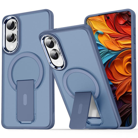 For Samsung Galaxy S25 Edge Case Compatible with MagSafe PC + TPU Phone Cover with Kickstand - Dark Blue