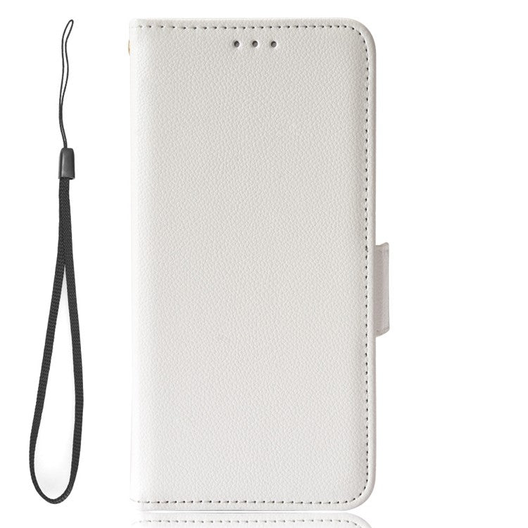 Litchi Texture Phone Cover for Google Pixel 7 Pro 5G, PU Leather Dual Magnetic Clasp Shockproof Phone Case Wallet Stand - White