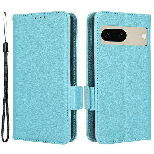 Drop-proof Phone Cover for Google Pixel 7 5G, Full Protection PU Leather Dual Magnetic Clasp Phone Case with Wallet Stand - Baby Blue