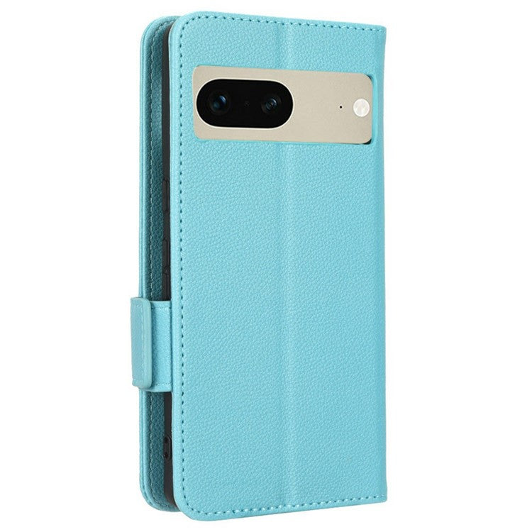 Drop-proof Phone Cover for Google Pixel 7 5G, Full Protection PU Leather Dual Magnetic Clasp Phone Case with Wallet Stand - Baby Blue
