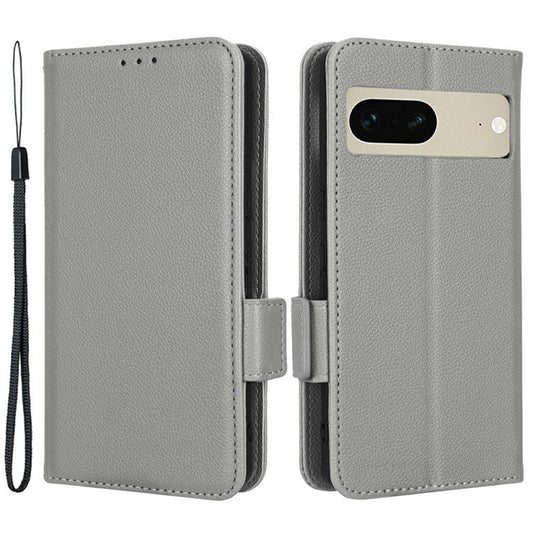 Drop-proof Phone Cover for Google Pixel 7 5G, Full Protection PU Leather Dual Magnetic Clasp Phone Case with Wallet Stand - Grey