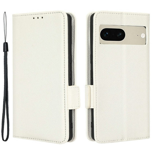Drop-proof Phone Cover for Google Pixel 7 5G, Full Protection PU Leather Dual Magnetic Clasp Phone Case with Wallet Stand - White