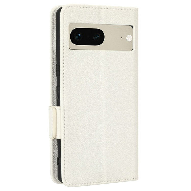 Drop-proof Phone Cover for Google Pixel 7 5G, Full Protection PU Leather Dual Magnetic Clasp Phone Case with Wallet Stand - White