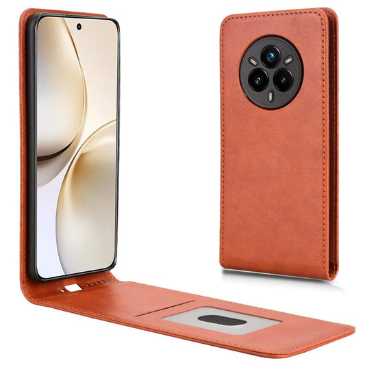 For Realme 14 Pro 5G Case with Card Slot Magnetic Vertical Flip Leather Phone Cover - Orange