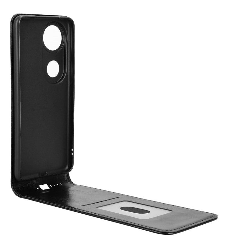 For vivo V50 5G Case with Card Slot Magnetic Vertical Flip Leather Phone Cover - Black