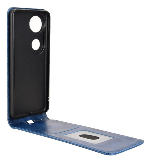 For vivo V50 5G Case with Card Slot Magnetic Vertical Flip Leather Phone Cover - Dark Blue
