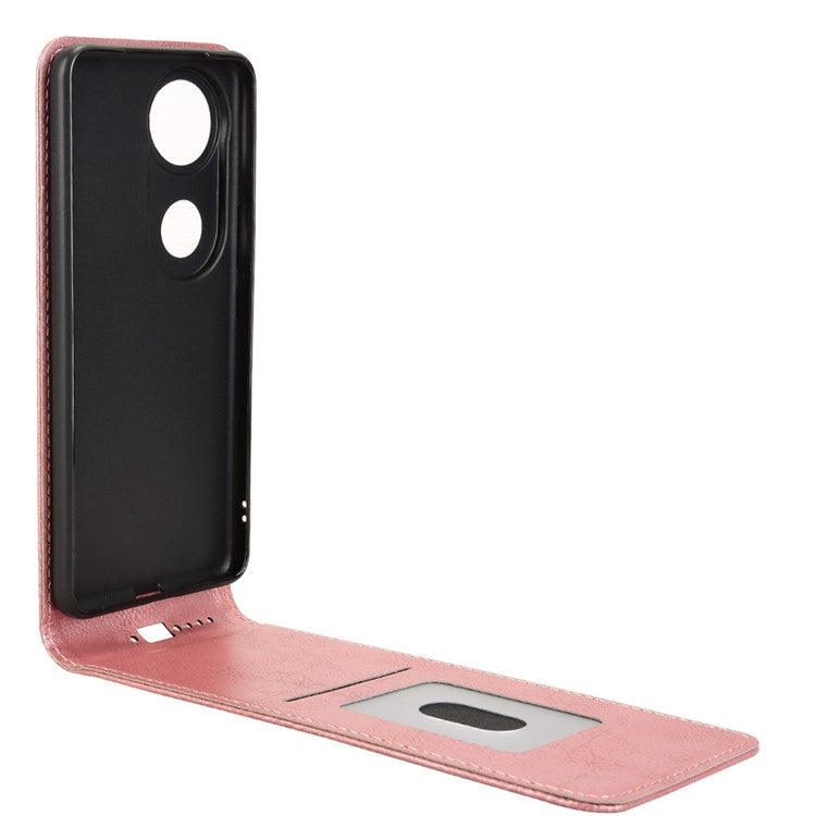 For vivo V50 5G Case with Card Slot Magnetic Vertical Flip Leather Phone Cover - Rose Gold