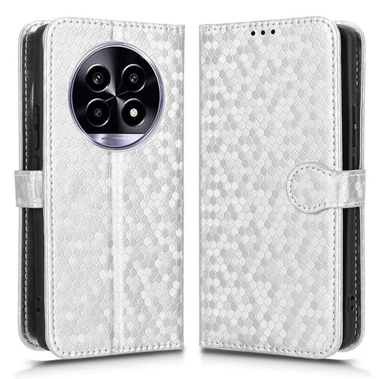 Wallet Case For Realme 14 Pro Lite 5G  /  13 Pro 5G (Global)  /   13 Pro+ 5G (Global) Dot Pattern Imprint PU Leather Phone Cover - Silver