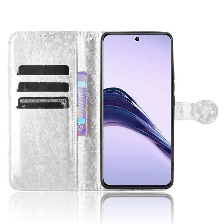 Wallet Case For Realme 14 Pro Lite 5G  /  13 Pro 5G (Global)  /   13 Pro+ 5G (Global) Dot Pattern Imprint PU Leather Phone Cover - Silver