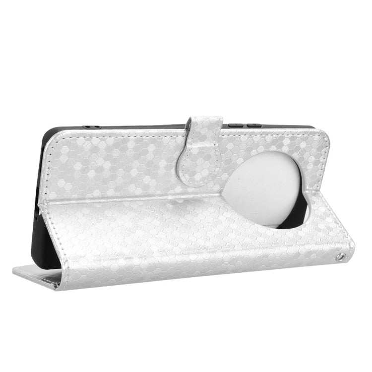 Wallet Case For Realme 14 Pro Lite 5G  /  13 Pro 5G (Global)  /   13 Pro+ 5G (Global) Dot Pattern Imprint PU Leather Phone Cover - Silver