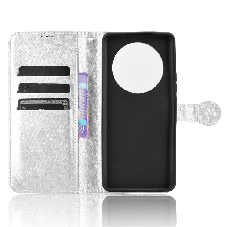 Wallet Case For Realme 14 Pro Lite 5G  /  13 Pro 5G (Global)  /   13 Pro+ 5G (Global) Dot Pattern Imprint PU Leather Phone Cover - Silver