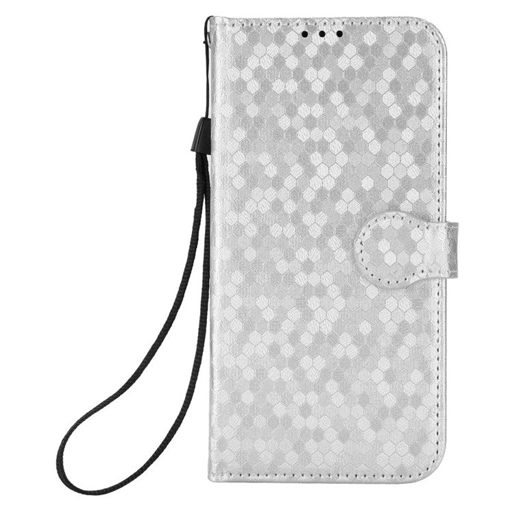 Wallet Case For Realme 14 Pro Lite 5G  /  13 Pro 5G (Global)  /   13 Pro+ 5G (Global) Dot Pattern Imprint PU Leather Phone Cover - Silver