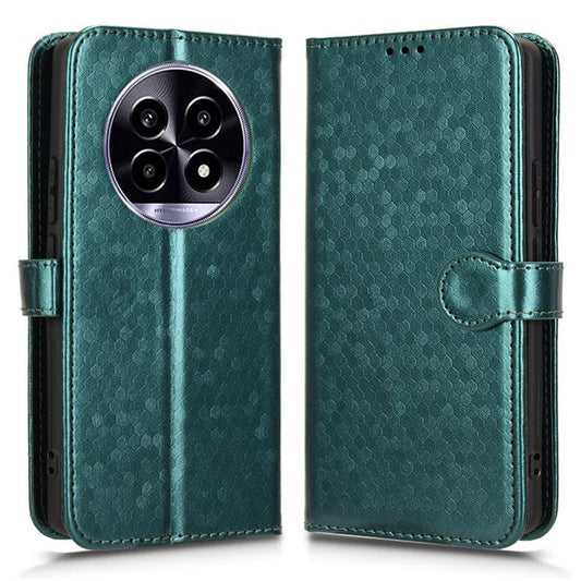 Wallet Case For Realme 14 Pro Lite 5G  /  13 Pro 5G (Global)  /   13 Pro+ 5G (Global) Dot Pattern Imprint PU Leather Phone Cover - Green